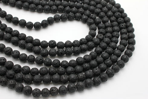 Lava Stone Gemstone Beads, 8mm, Round